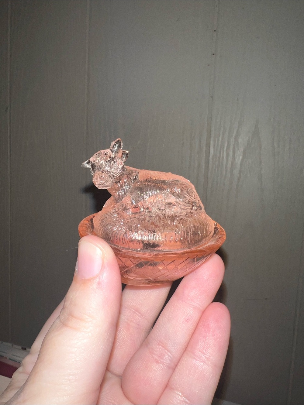 Pink COW on a Nest Decorative Figurine -